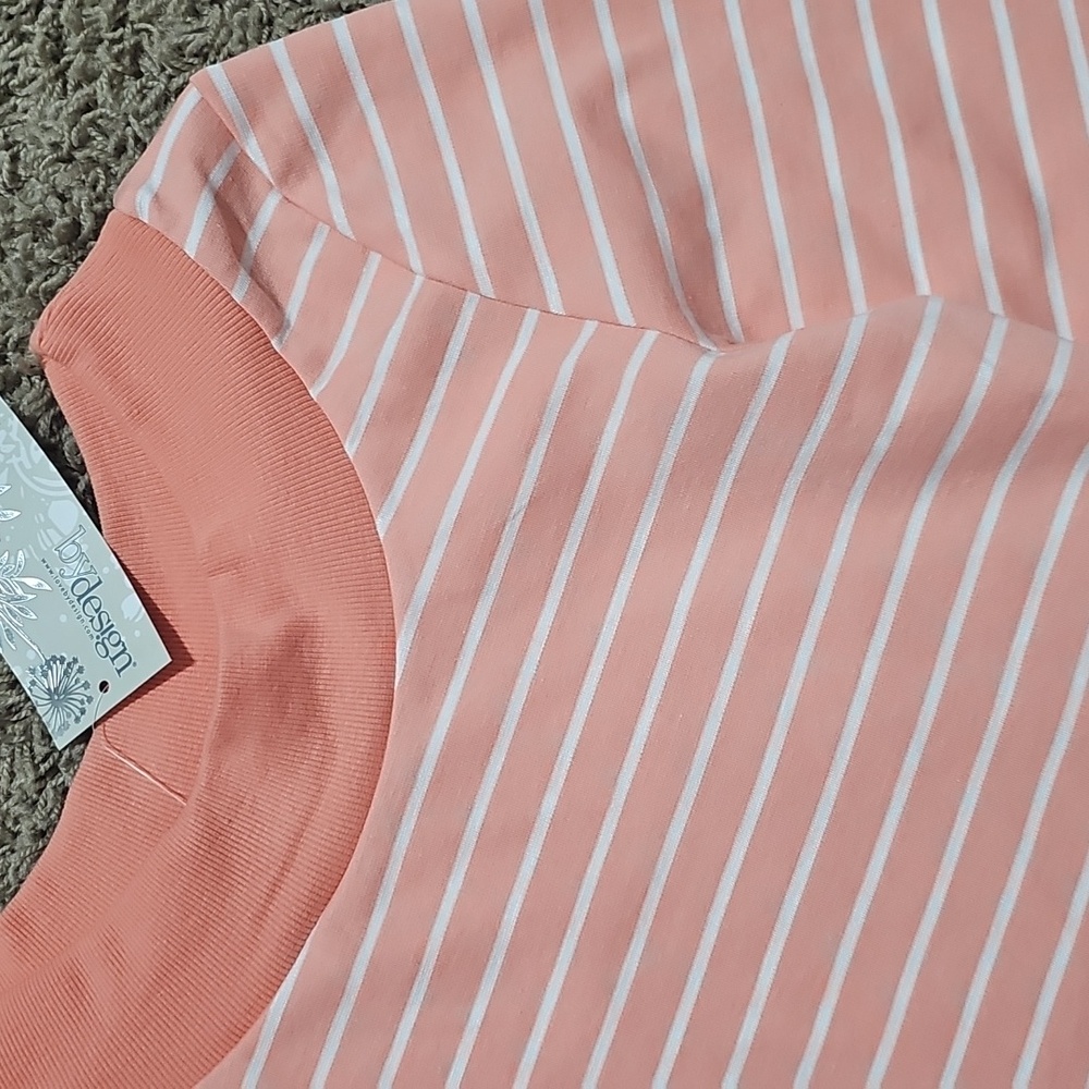NWT Bydesign Top 3/4 Sleeve Scoop Neck Tunic Large Stripe Stretch Crewneck - Picture 2 of 5